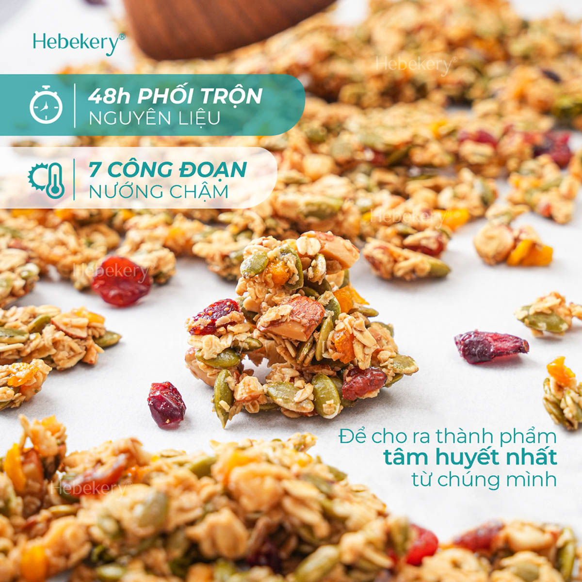 Granola Low Calories Siêu Giòn 5 Vị Hebekery - Ngũ Cốc Ăn Kiêng, Ăn Vặt Healthy Dinh Dưỡng Cho Mẹ Bầu - Hình ảnh 5