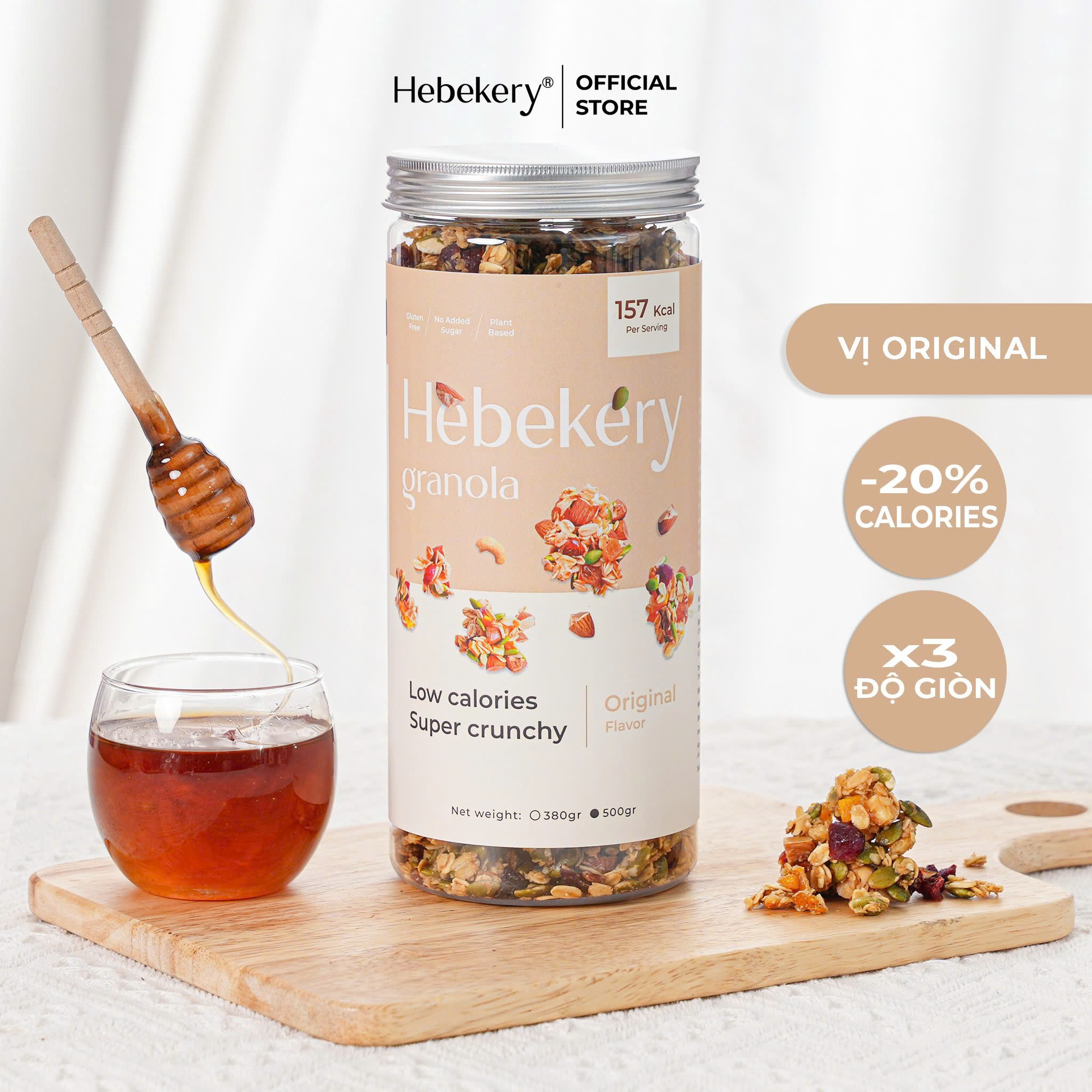 Granola Low Calories Siêu Giòn 5 Vị Hebekery - Ngũ Cốc Ăn Kiêng, Ăn Vặt Healthy Dinh Dưỡng Cho Mẹ Bầu - Hình ảnh 3