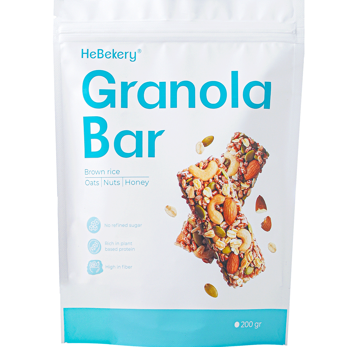 Thanh Ngũ Cốc Crunchy Granola Bar Không Đường Tinh Luyện Hebekery - 200g - Hình ảnh 2