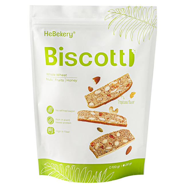 BISCOTTI Nguyên Cám Ăn Kiêng Vị Trái Cây Nhiệt Đới Hebekery - Hình ảnh 4