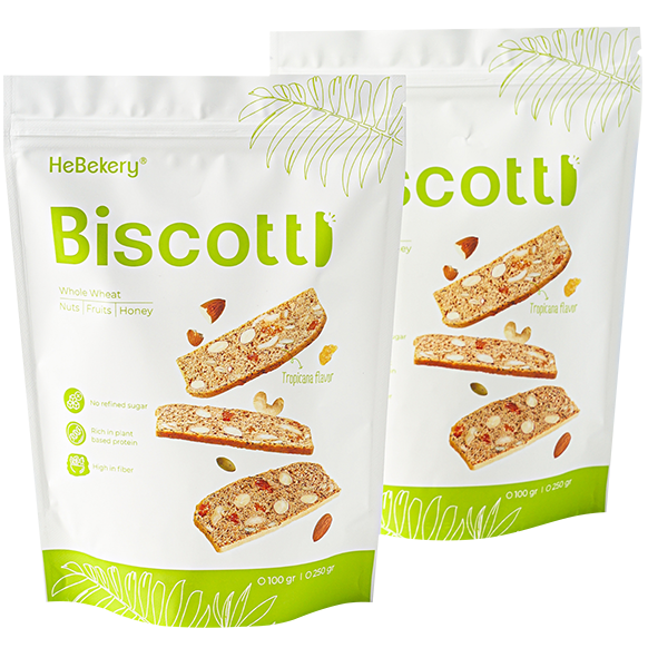 BISCOTTI Nguyên Cám Ăn Kiêng Vị Trái Cây Nhiệt Đới Hebekery - Hình ảnh 6