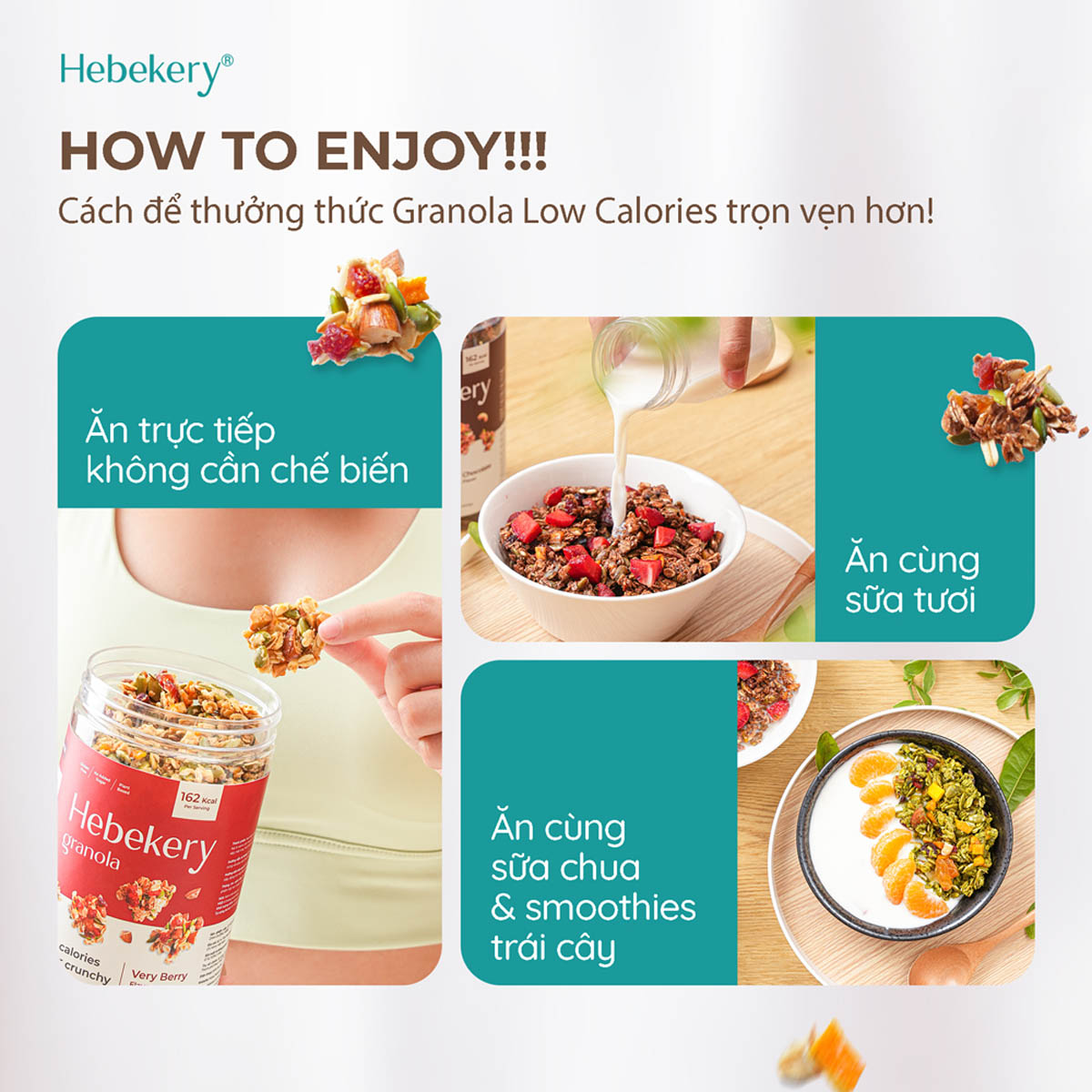 Granola Low Calories Siêu Giòn 5 Vị Hebekery - Ngũ Cốc Ăn Kiêng, Ăn Vặt Healthy Dinh Dưỡng Cho Mẹ Bầu - Hình ảnh 13