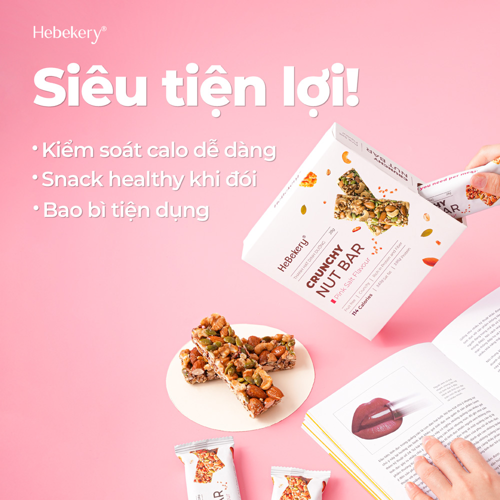 Thanh Hạt Muối Hồng Dinh Dưỡng 114Kcal - Crunchy Nut Nutrition Bar Hebekery - Hình ảnh 6