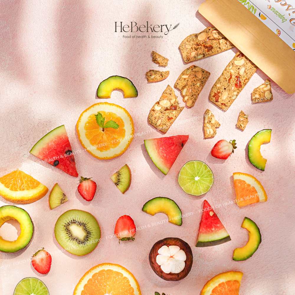 BISCOTTI Nguyên Cám Ăn Kiêng Vị Trái Cây Nhiệt Đới Hebekery - Hình ảnh 3