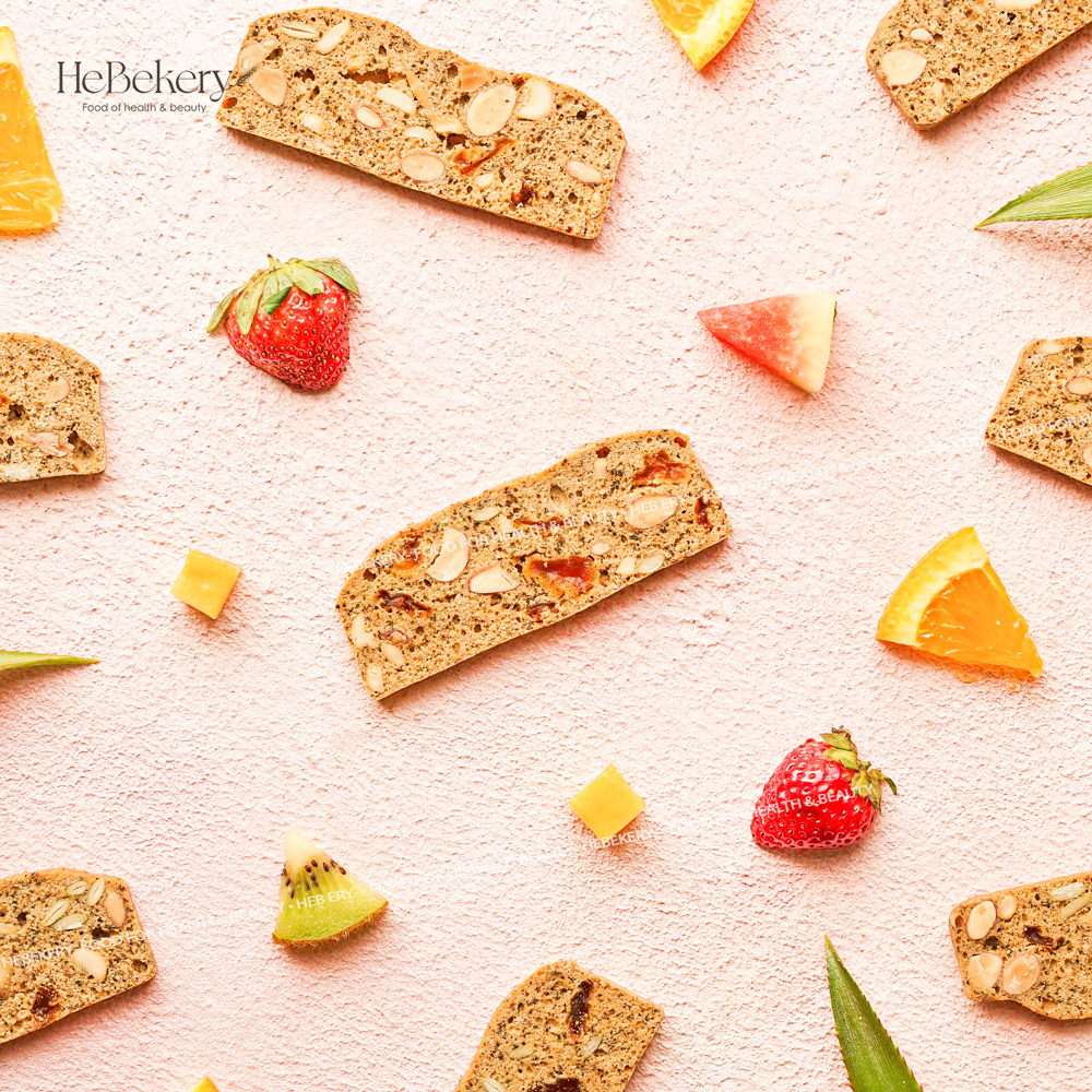 BISCOTTI Nguyên Cám Ăn Kiêng Vị Trái Cây Nhiệt Đới Hebekery - Hình ảnh 5