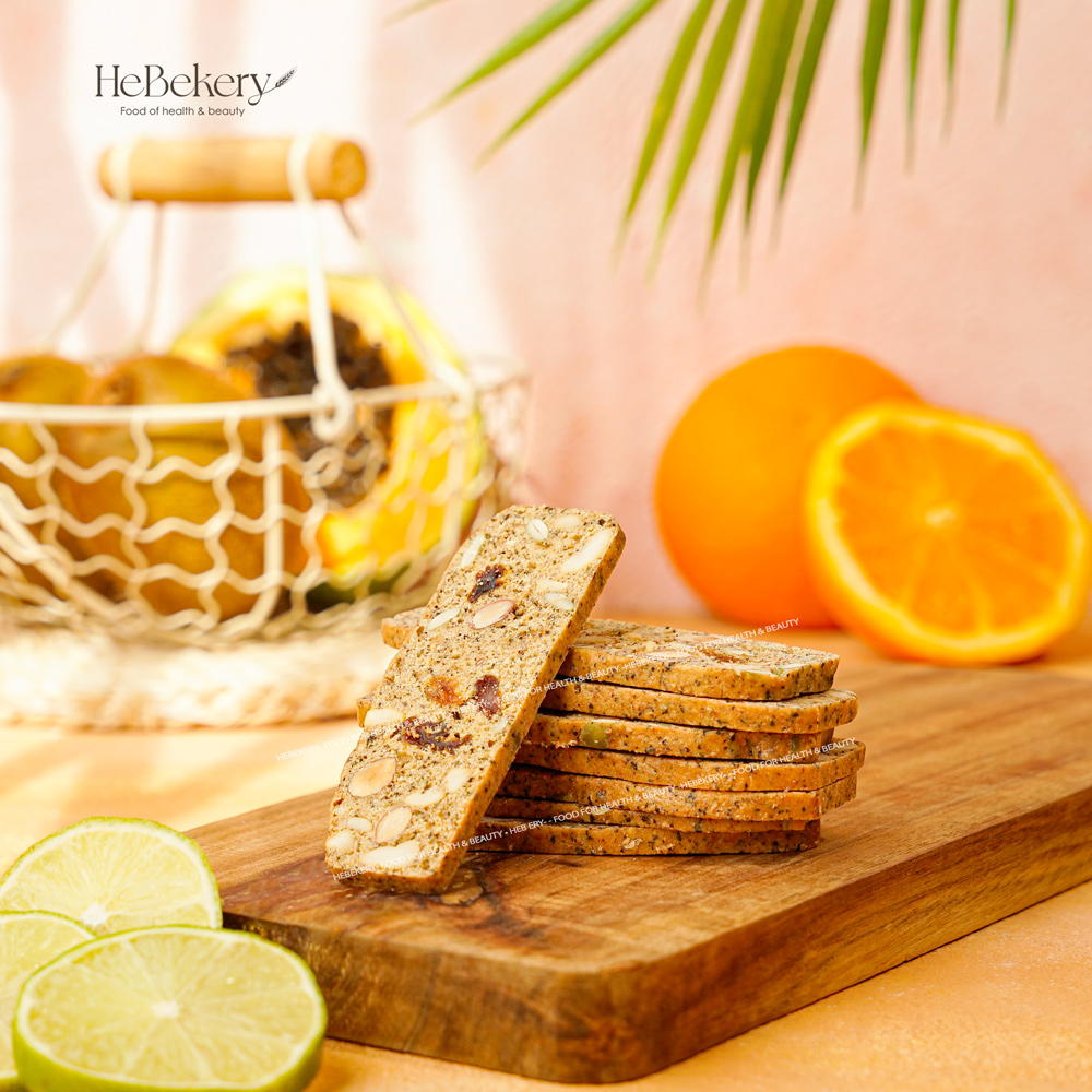 BISCOTTI Nguyên Cám Ăn Kiêng Vị Trái Cây Nhiệt Đới Hebekery - Hình ảnh 7