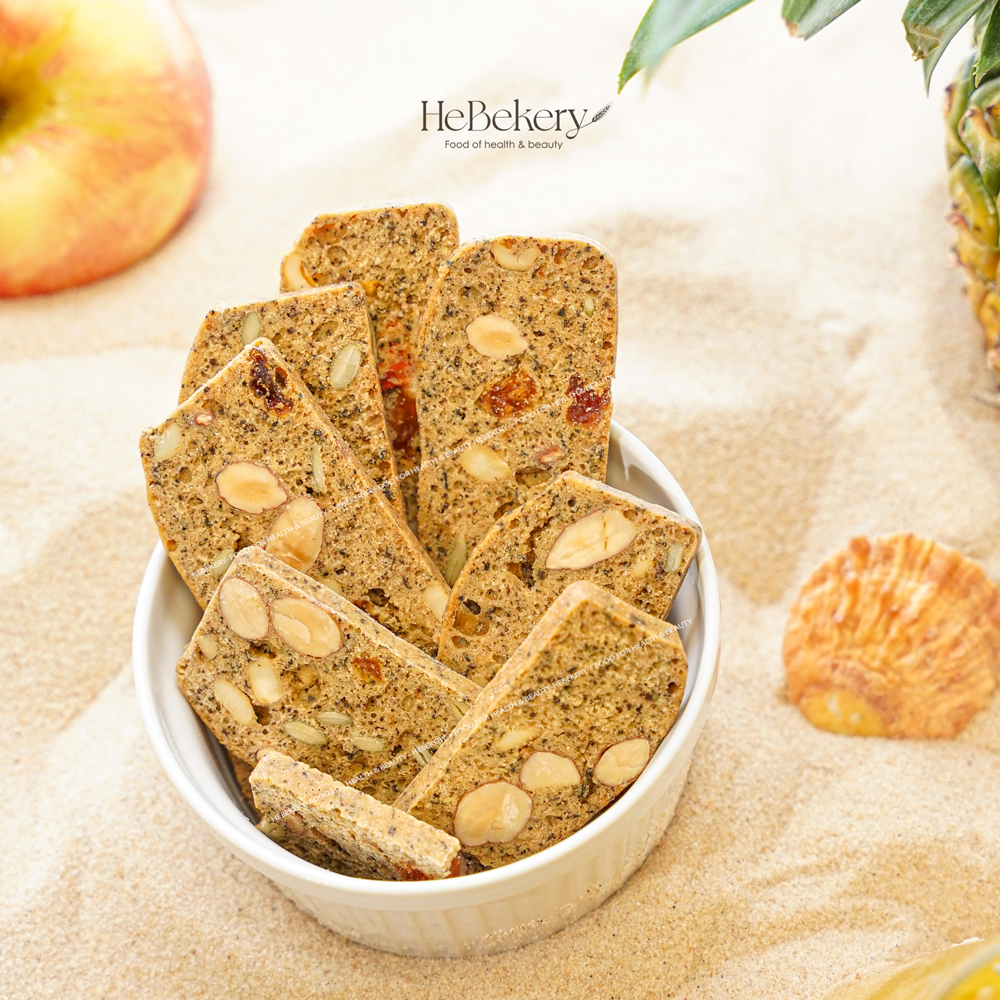 BISCOTTI Nguyên Cám Ăn Kiêng Vị Trái Cây Nhiệt Đới Hebekery - Hình ảnh 9