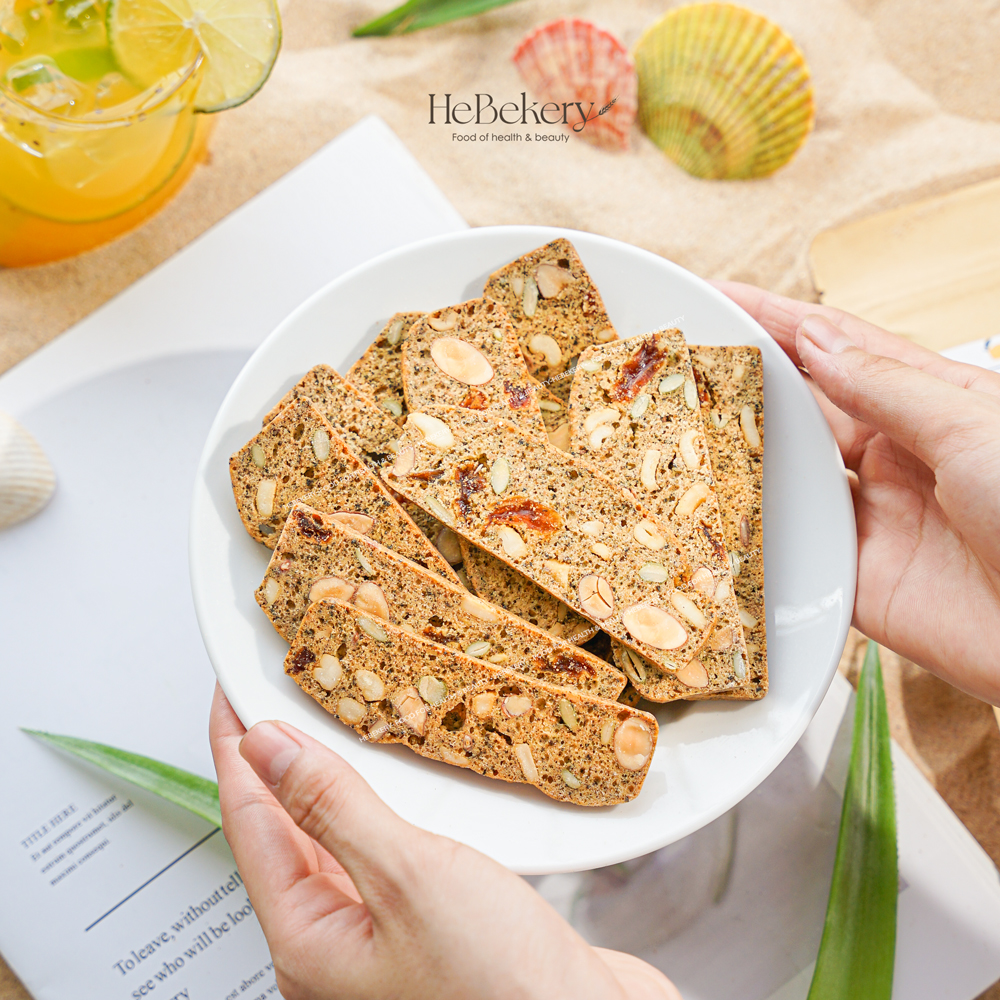 BISCOTTI Nguyên Cám Ăn Kiêng Vị Trái Cây Nhiệt Đới Hebekery - Hình ảnh 11