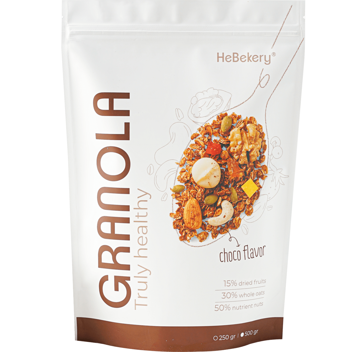 Granola Truly Healthy Vị Chocolate HEBEKERY by HEBE - Ngũ Cốc Dinh Dưỡng Lành Mạnh Tự Nhiên - Hình ảnh 2