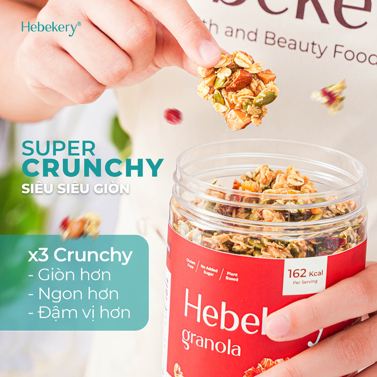 Granola Low Calories Siêu Giòn 5 Vị Hebekery - Ngũ Cốc Ăn Kiêng, Ăn Vặt Healthy Dinh Dưỡng Cho Mẹ Bầu - Hình ảnh 7