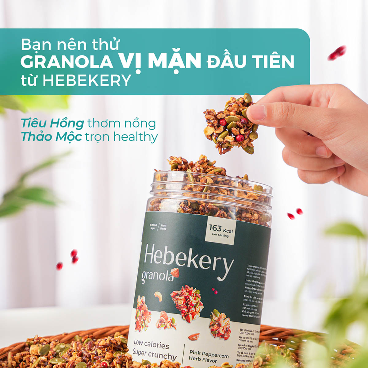 Granola Low Calories Siêu Giòn 5 Vị Hebekery - Ngũ Cốc Ăn Kiêng, Ăn Vặt Healthy Dinh Dưỡng Cho Mẹ Bầu - Hình ảnh 11