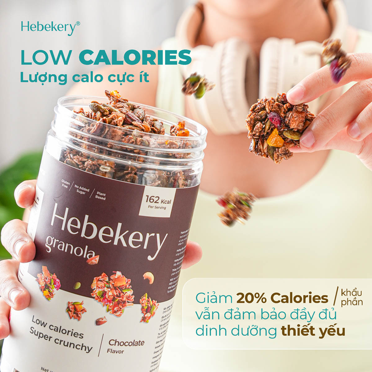 Granola Low Calories Siêu Giòn 5 Vị Hebekery - Ngũ Cốc Ăn Kiêng, Ăn Vặt Healthy Dinh Dưỡng Cho Mẹ Bầu - Hình ảnh 4