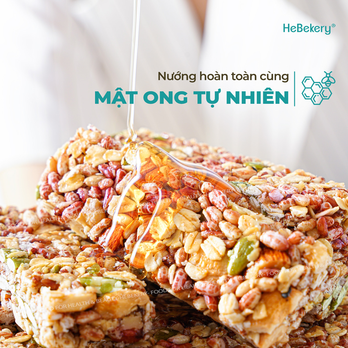 Thanh Ngũ Cốc Crunchy Granola Bar Không Đường Tinh Luyện Hebekery - 200g - Hình ảnh 6