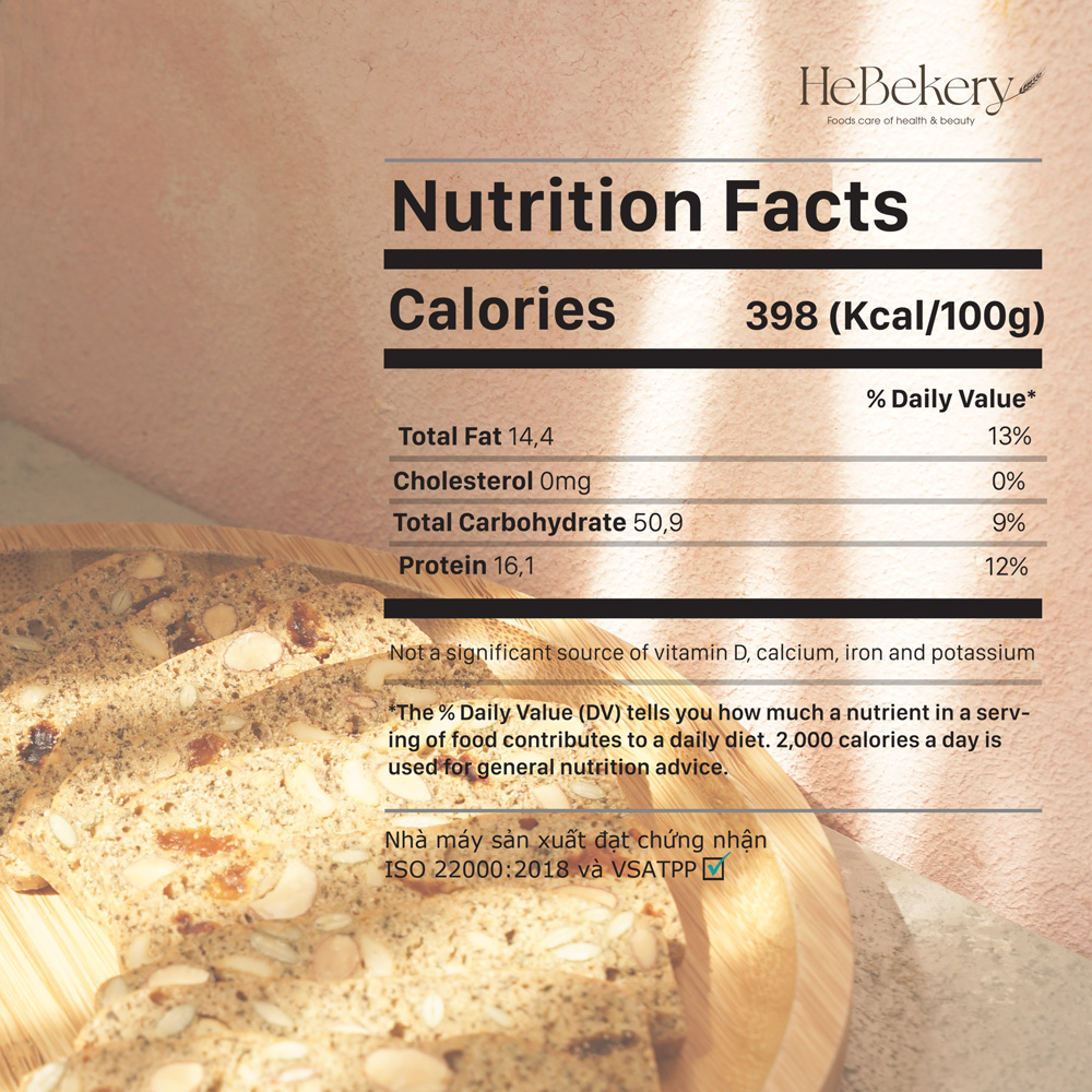 BISCOTTI Nguyên Cám Ăn Kiêng Vị Trái Cây Nhiệt Đới Hebekery - Hình ảnh 13