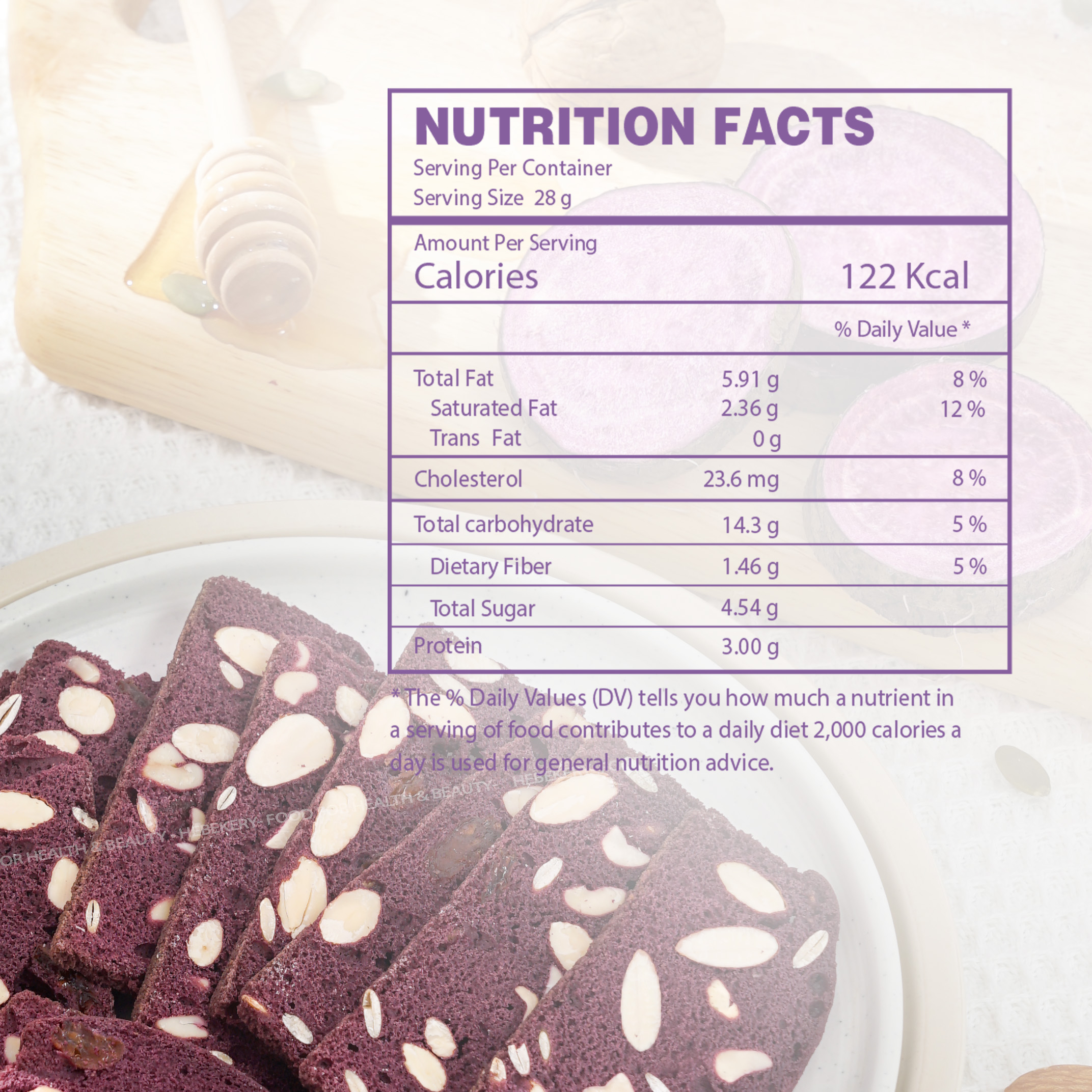 BISCOTTI Nguyên Cám Ăn Kiêng Hebekery - Vị Khoai Lang Tím - Hình ảnh 9