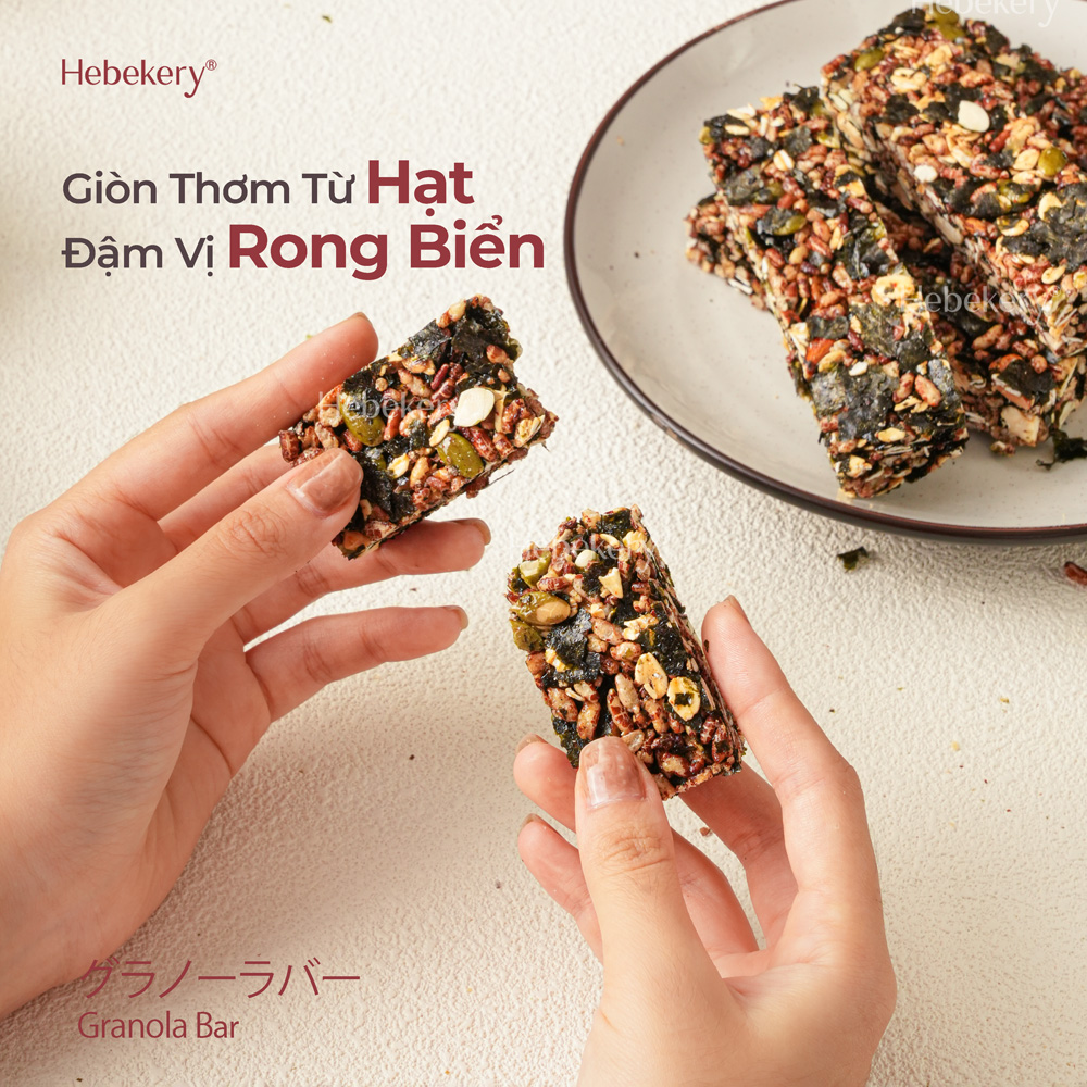Thanh Hạt Granola Bar Rong Biển Nhật Bản Hebekery - Thanh Ngũ Cốc Siêu Hạt Dinh Dưỡng Rong Biển Ăn Vặt Healthy - Hình ảnh 7