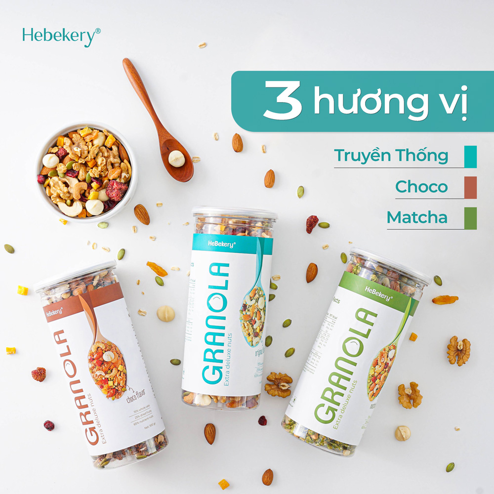 Granola Siêu Hạt 3 Vị Truyền Thống, Choco, Matcha - Ngũ Cốc Ăn Vặt Dinh Dưỡng Cao Cấp Ăn Kiêng Lành Mạnh by Hebekery - Hình ảnh 13
