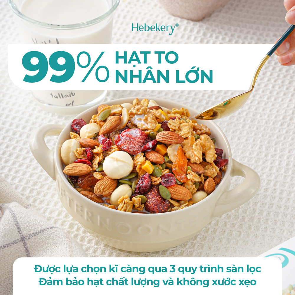 Granola Siêu Hạt 3 Vị Truyền Thống, Choco, Matcha - Ngũ Cốc Ăn Vặt Dinh Dưỡng Cao Cấp Ăn Kiêng Lành Mạnh by Hebekery - Hình ảnh 9