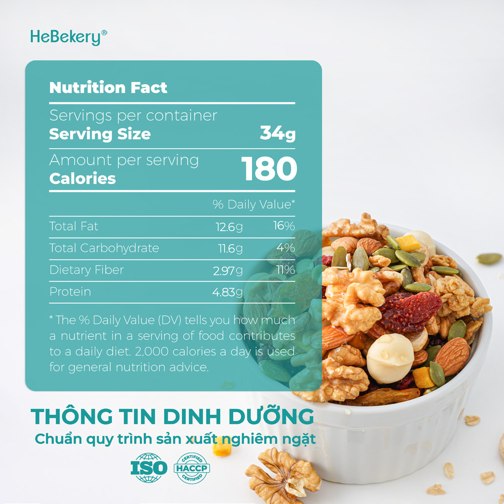 Granola Siêu Hạt 3 Vị Truyền Thống, Choco, Matcha - Ngũ Cốc Ăn Vặt Dinh Dưỡng Cao Cấp Ăn Kiêng Lành Mạnh by Hebekery - Hình ảnh 12