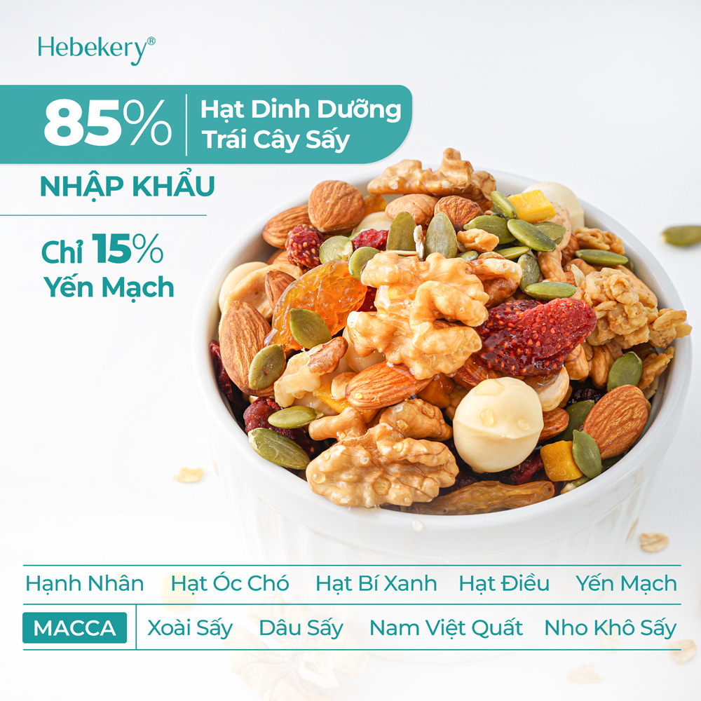 Granola Siêu Hạt 3 Vị Truyền Thống, Choco, Matcha - Ngũ Cốc Ăn Vặt Dinh Dưỡng Cao Cấp Ăn Kiêng Lành Mạnh by Hebekery - Hình ảnh 4