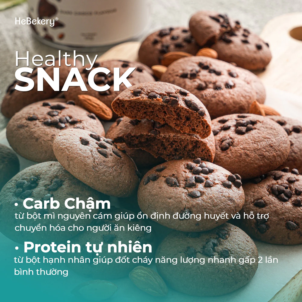 Cookies Hạnh Nhân Nguyên Cám - Bánh Cookies Ăn Vặt Chuẩn Healthy HeBekery by HeBe - Hình ảnh 6