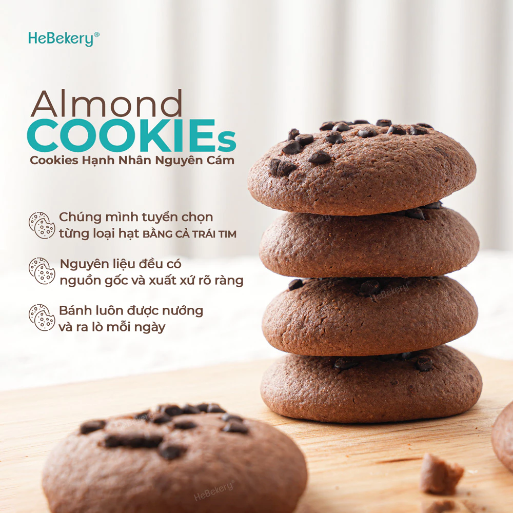 Cookies Hạnh Nhân Nguyên Cám - Bánh Cookies Ăn Vặt Chuẩn Healthy HeBekery by HeBe - Hình ảnh 8