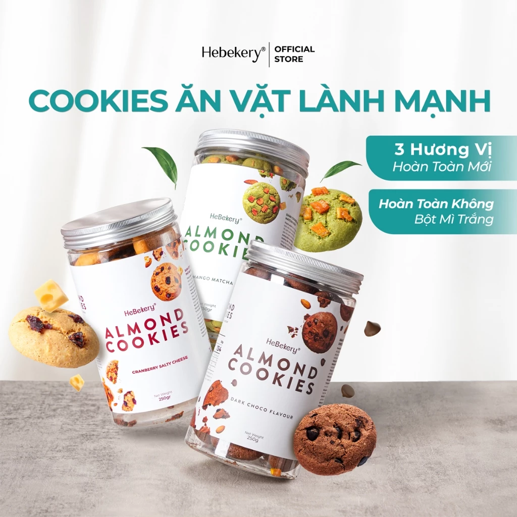 Cookies Hạnh Nhân Nguyên Cám - Bánh Cookies Ăn Vặt Chuẩn Healthy HeBekery by HeBe - Hình ảnh 2